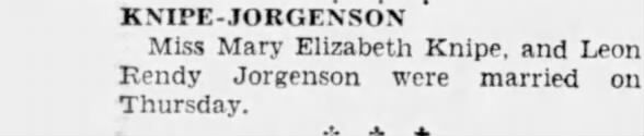 Marriage of Knipe / Jorgenson